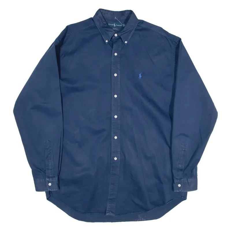 RALPH LAUREN Blake Mens Plain Shirt Blue Long Sleeve L
