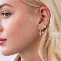 Lexody Four-piece women's earring set exquisite stud earrings suitable for multiple ear holes hypoallergenic small hoop penda...