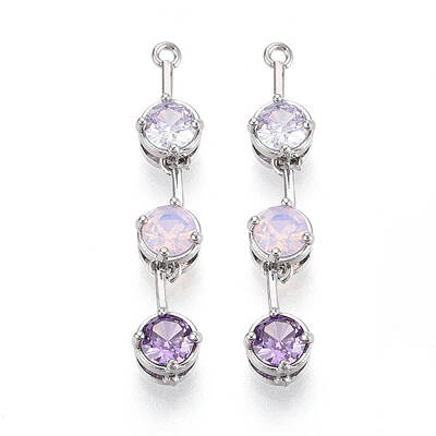 Brass Micro Pave Clear Cubic Zirconia Pendants