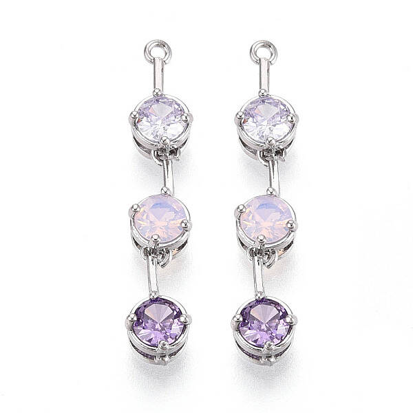 Brass Micro Pave Clear Cubic Zirconia Pendants