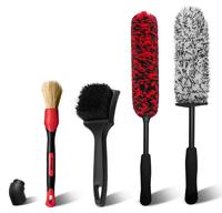 Car Wheel Brush Set, 4 Pack Soft Microfiber & Scratch-Free Long Handle Wheel Tire Brushes with Detailing Brush for Car Vehicl...