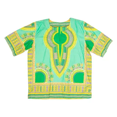 Womens Printed Top Green V-Neck Crazy Pattern L