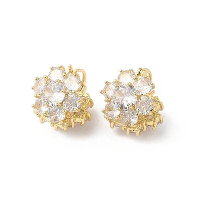 Clear Cubic Zirconia Flower Hoop Earrings