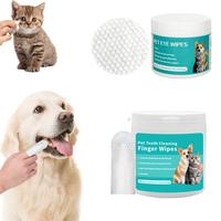 Pet Finger Toothbrush & Eye Wipes Set, 2 Counts/set Disposable Finger Toothbrush & Eye Wipes, Kitten Pet Dog Oral Care Cleani...