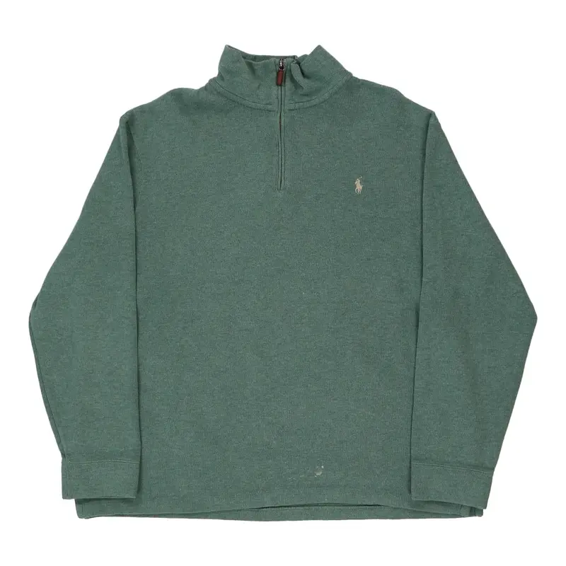 Ralph Lauren 1/4 Zip - 2XL Green Cotton