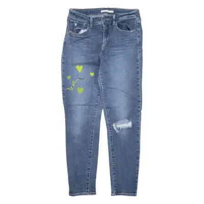 LEVI'S Customised 721 High Rise Distressed Jeans Blue Denim Slim Skinny Womens W28 L26