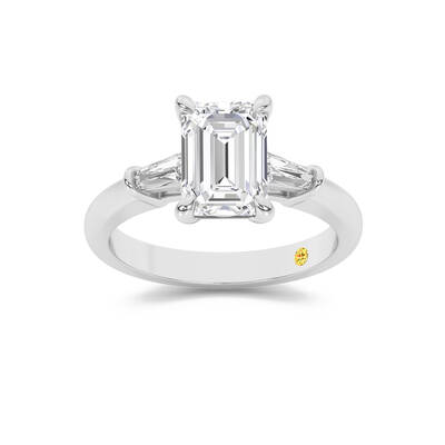 Ignite Three Stone Emerald Cut Lab Grown Diamond Engagement Ring | 14K White Gold 2 CT. TW.