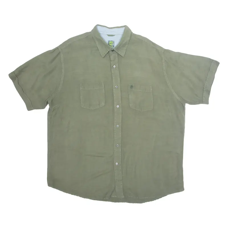 TIMBERLAND Mens Plain Shirt Green Linen XL