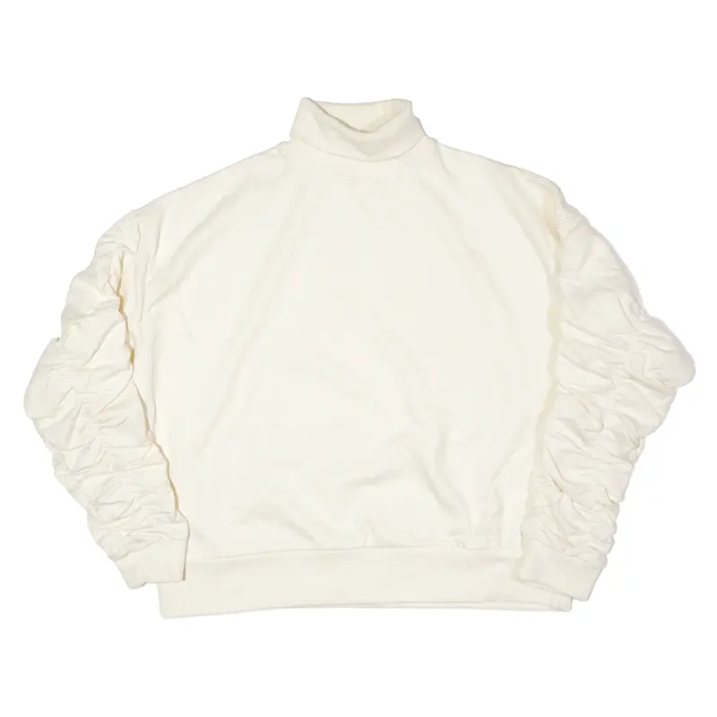 URBAN BLISS Ruched Sleeve Sweatshirt Cream Roll Neck Womens L
