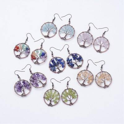 Natural Gemstone Dangle Earrings
