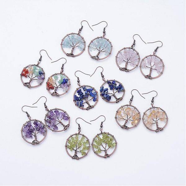 Natural Gemstone Dangle Earrings