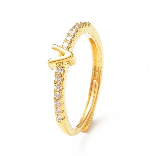 Clear Cubic Zirconia Initial Letter Adjustable Ring