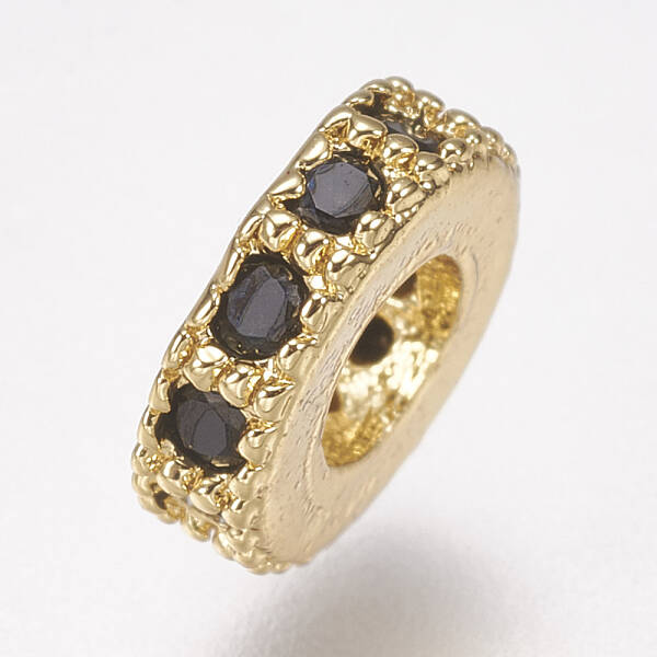 Brass Micro Pave Cubic Zirconia Bead Spacers