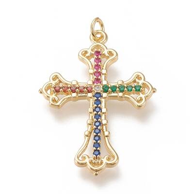 Brass Micro  Pave Cubic Zirconia Pendants