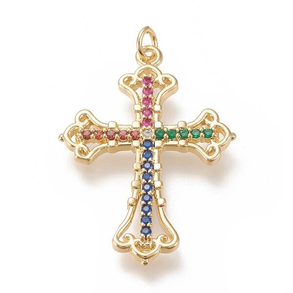 Brass Micro  Pave Cubic Zirconia Pendants