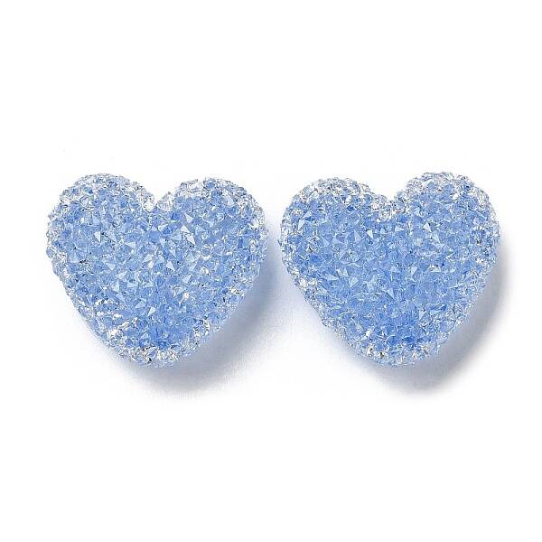 Drusy Heart Resin Rhinestone Beads