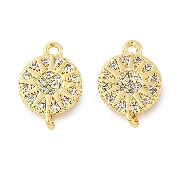 Brass Micro Pave Cubic Zirconia Connector Charms