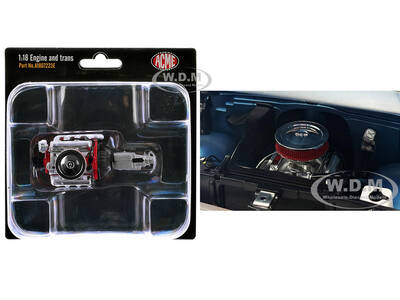 Small Block 350 Engine and Transmission Replica from 1967 Chevrolet K-10 Pickup Truck 1/18 Model by ACME