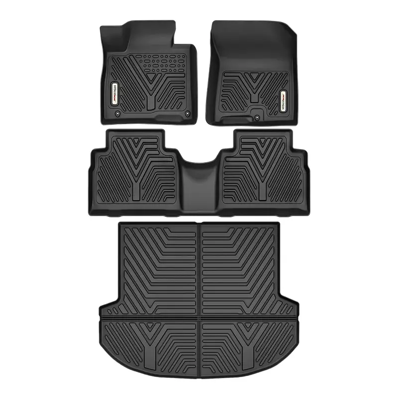 Custom Fit All-Weather Floor Mats & Cargo Liner for 2021-2023 Hyundai Santa Fe, 2-Row TPE Floor Liners Set, Black