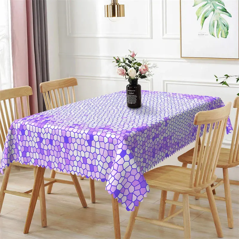 Purple Honeycomb Shape Pattern Rectangle Tablecloth - Aperturee