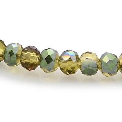 Half Rainbow Plated Faceted Rondelle Glass Beads Strands