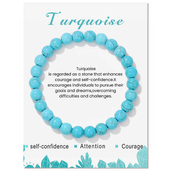 Synthetic Turquoise Beaded Stretch Bracelets