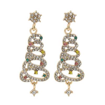 Christmas Trees Alloy Rhinestone Dangle Stud Earrings