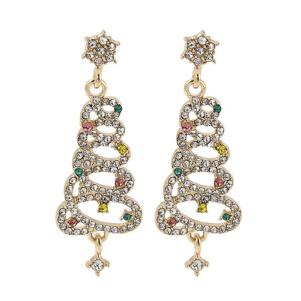 Christmas Trees Alloy Rhinestone Dangle Stud Earrings