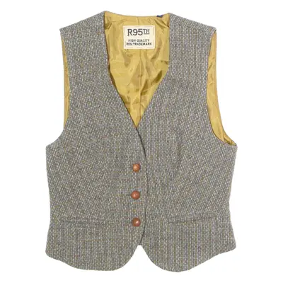 R95TH Womens Blazer Waistcoat Grey Knit Wool 90s UK 8