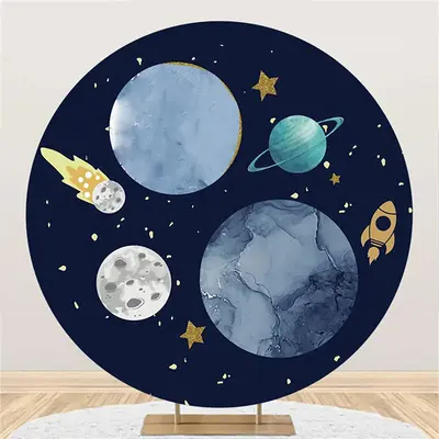 Round Galaxy Planet Meteorite Moon Birthday Backdrop - Aperturee