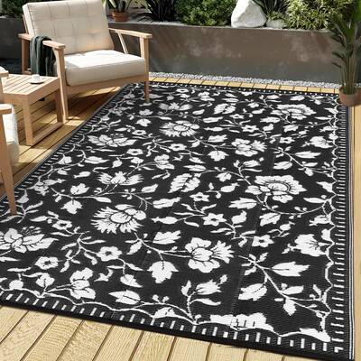 Garvee 5x8 Outdoor Rug Waterproof Vintage Floral Plastic Straw Rugs, Camping Rugs for Outside Your RV, Foldable Lightweight R...