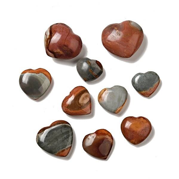 Natural Desert Jasper/Polychrome Jasper Heart Love Stone