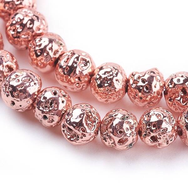Electroplated Natural Lava Rock Beads Strands