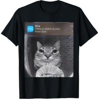 100% Cotton Ring Cat with Motion Meme T-Shirt Fabric Menswear