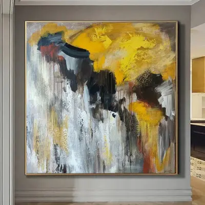 Large Abstract Yellow Paintings on Canvas Modern Original Painting Contemporary Art Textured Hand Painted Art | SUN BEYOND TH...