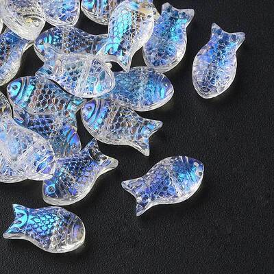 35Pcs Transparent Spray Painted Glass Beads