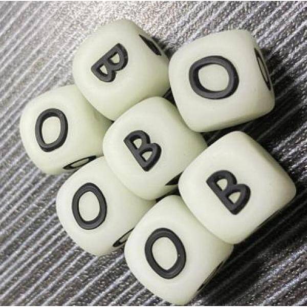 26Pcs 26 Style Luminous Cube with Letter Silicone Beads