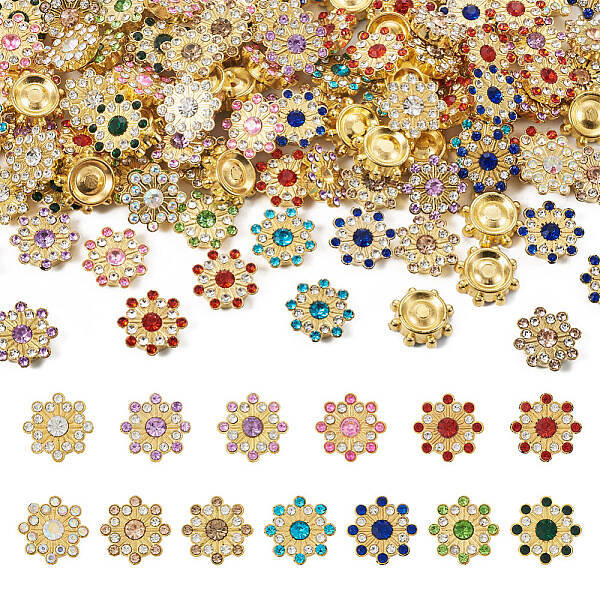260Pcs 13 Style CCB Plastic with Rhinestones Cabochons