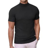 COOFANDY B Mens Mock High Neck Sweater Short Sleeve Solid Color T-Shirts Basic Slim Fit Knitted Pullover Tees Casual Classic ...