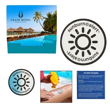 250 Customized Sunburn Alert UV Color-Changing Sticker - ...