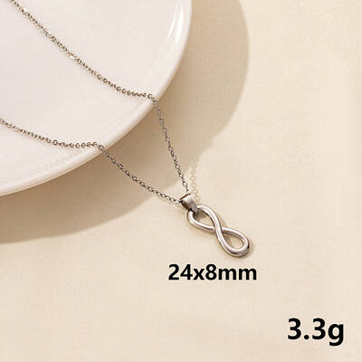 304 Stainless Steel Geometric Number 8 Pendant Necklace for Women