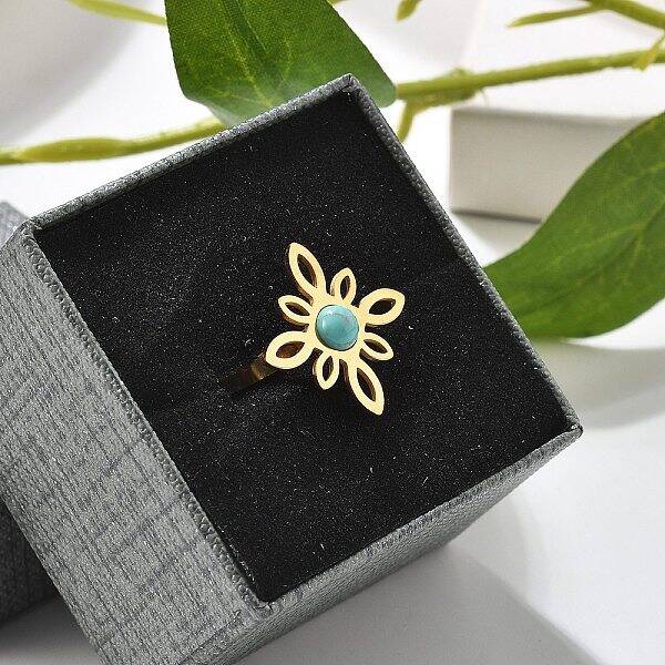 Synthetic Turquoise Finger Rings