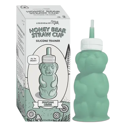 Honey Bear Straw Cup - Legendairy Milk - 8 oz Food Grade Silicone - Dishwasher Safe - 1 Bottle and 2 Straws - Reusable - Wate...