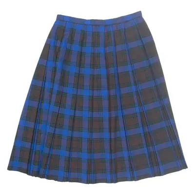 Womens Pleated Skirt Blue Midi Check S