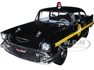 1957 Chevrolet 150 Sedan Black with Yellow Stripes \