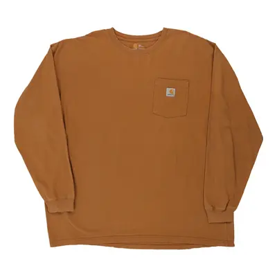 Carhartt Long Sleeve T-Shirt - 2XL Brown Cotton