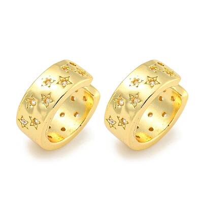 Brass Micro Pave Cubic Zirconia Cuff Earrings