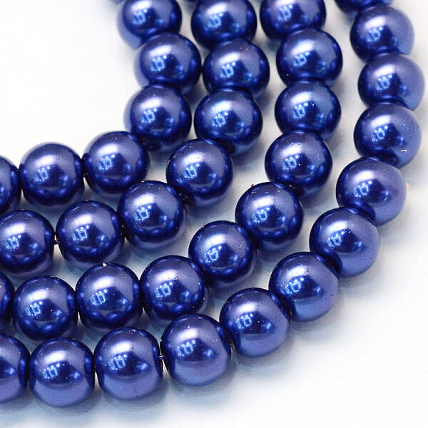 Baking Painted Pearlized Glass Pearl Round Bead Strands