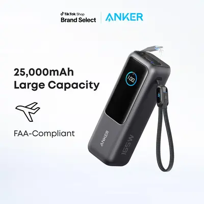 [Spotlight Live] Anker 25,000mAh 165W Laptop Power Bank with Built-In and Retractable Cables for Travel and Work, Fast Chargi...