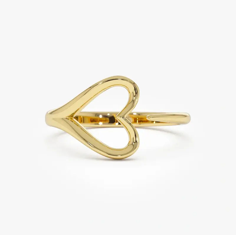 14k Gold Minimalist Heart Outline Band